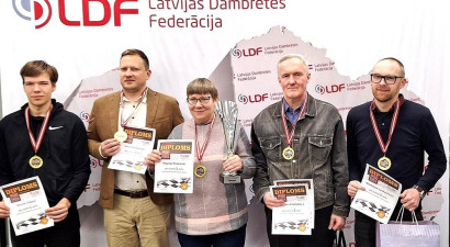 Latvijas komandu čempionātā dambretē uzvar Bauskas "Prātnieks"