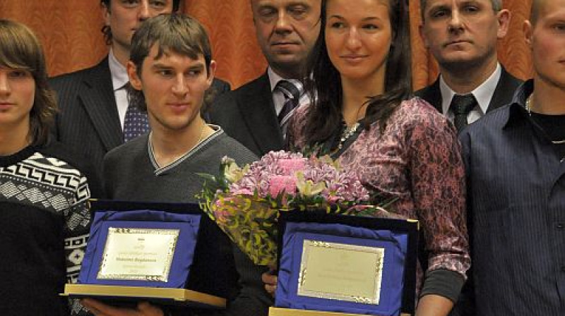 Maksims Bogdanovs un Anastasija Grigorjeva (priekšplānā)
Foto: Ivars Račko, Sportacentrs.com