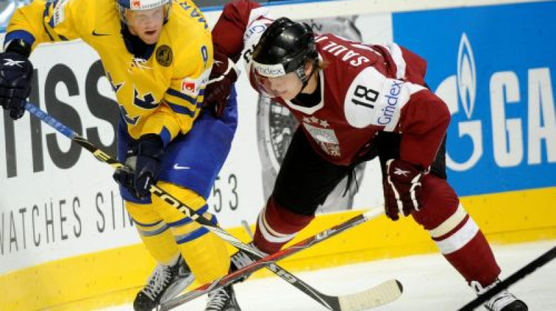 Kaspars Saulietis guva vienīgos vārtus Latvijas izlases labā
Foto: Romāns Kokšarovs, Sporta Avīze, f64