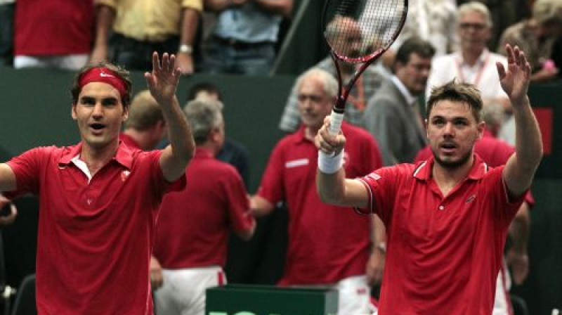 Federinka - Rodžers Federers un Stanislass Vavrinka
Foto: Reuters/Scanpix