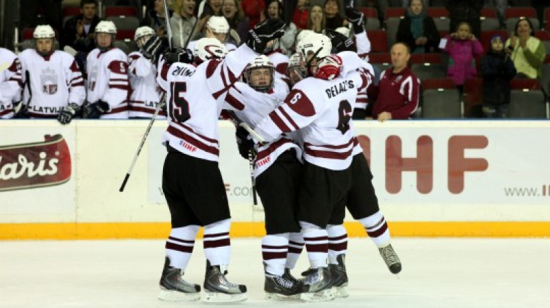 Latvijas U-18 izlase turnīrā trijās spēlē izcīnīja trīs uzvaras.
Foto: Mārtiņš Aiše