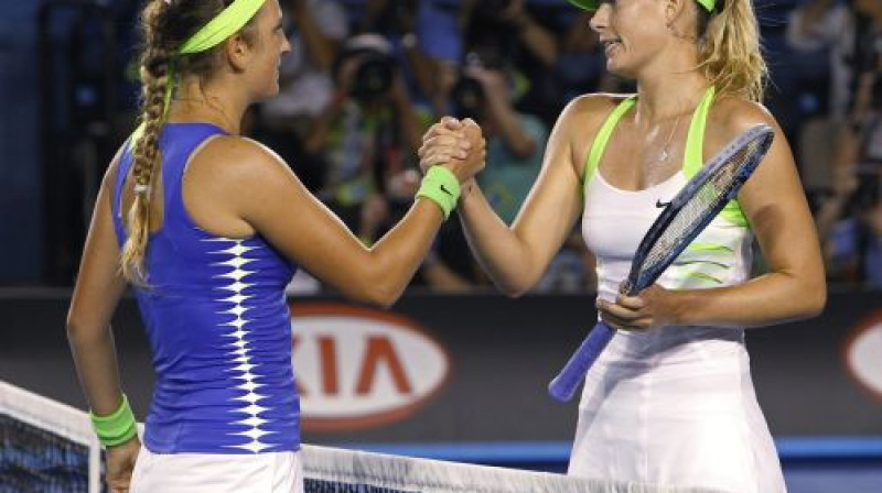 Viktorija Azarenka un Marija Šarapova
Foto: Reuters/Scanpix