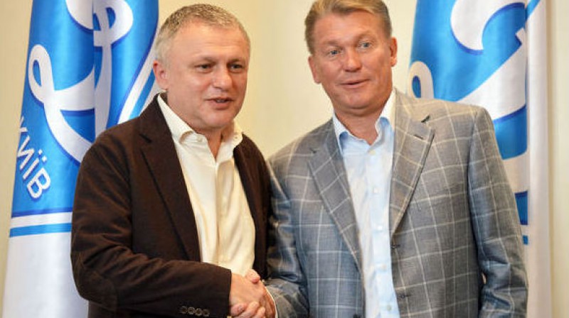 Kijevas "Dinamo" prezidents Igors Surkis un galvenais treneris Oļegs Blohins
Foto: AFP / Scanpix