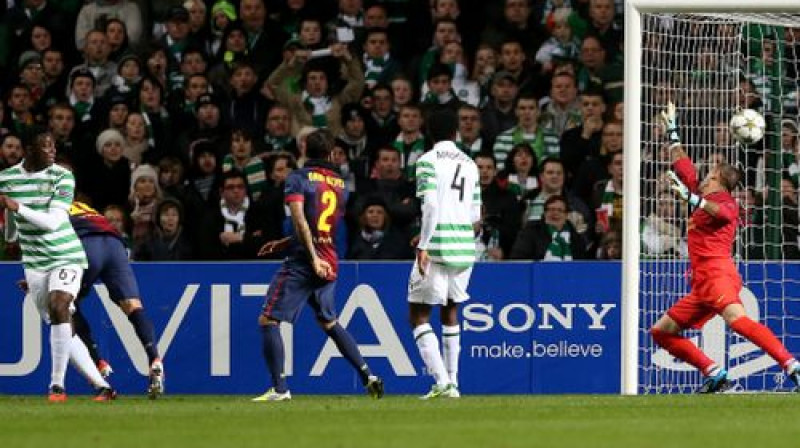 Glāzgovas "Celtic" izvirzās vadībā pret "Barcelona"
Foto: AFP/Scanpix