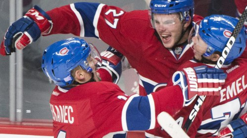 Monreālas "Canadiens" atzīmē vārtu guvumu
Foto: AP/Scanpix