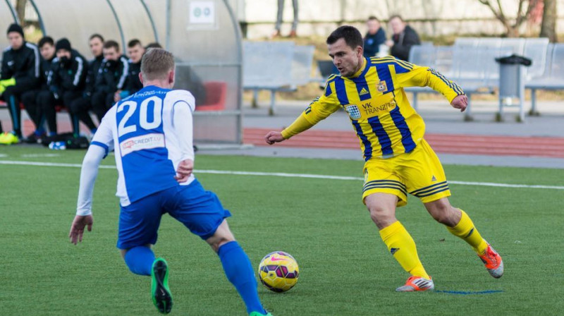 2015. gada sezonas pirmos vārtus FK "Ventspils" rindās guva Jurijs Žigajevs
Foto: Māris Greidāns, futbolavirsliga.lv