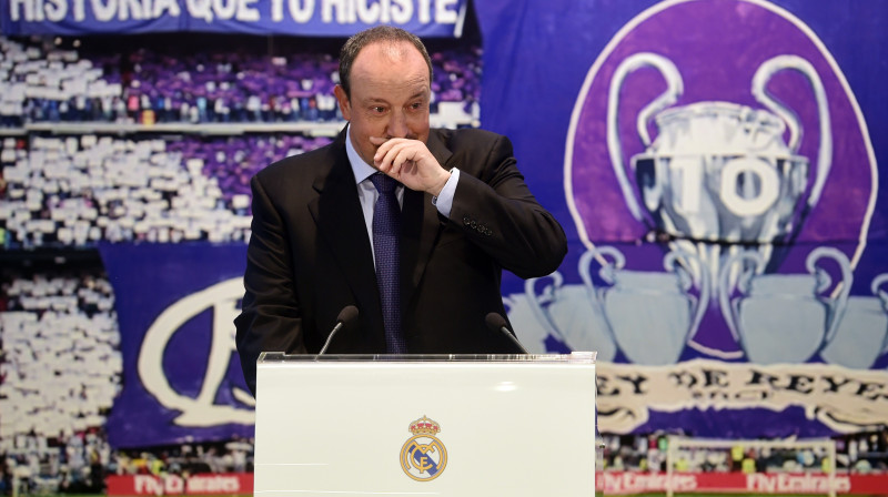 Rafaelam Benitesam preses konferencē bija grūti valdīt emocijas
Foto: AFP/Scanpix