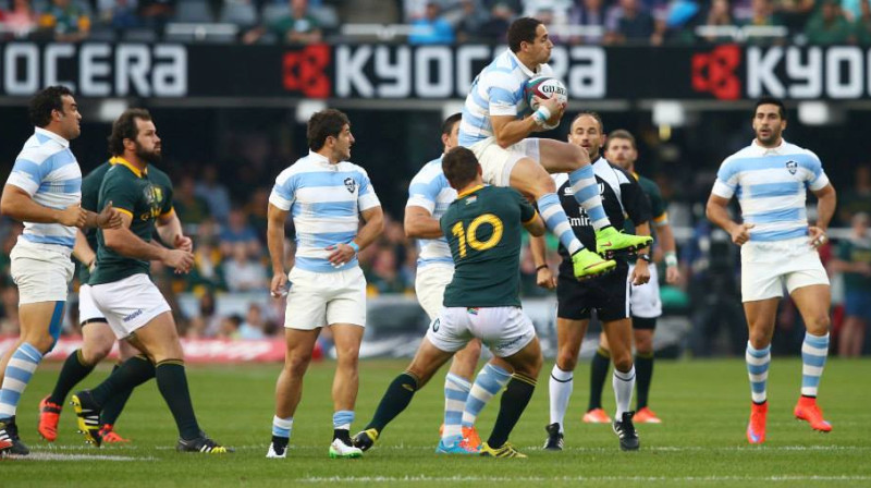 Argentīnas izlase spēlē pret DĀR bija spārnos.
Foto: sanzarrugby.com