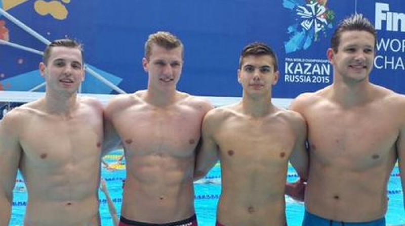 Latvijas stafetes komanda peldēšanā
Foto: Swimming.lv