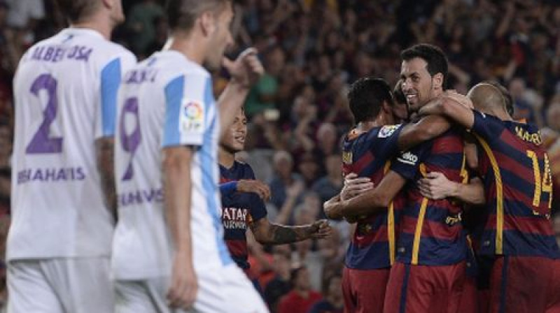 "Barcelona" spēlētāji pēc vārtu guvuma
Foto: AFP/Scanpix