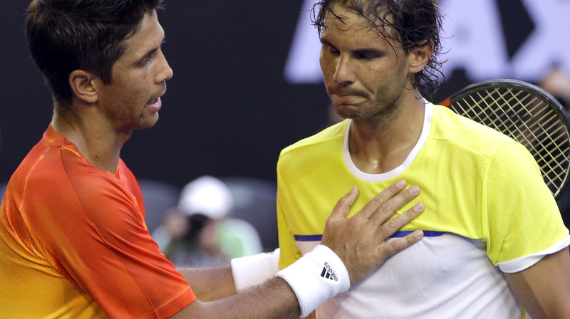 Fernando Verdasko sagādāja Rafaelam Nadalam tikai otro zaudējumu "Grand Slam" 1. kārtas mačos
Foto: AFP/Scanpix