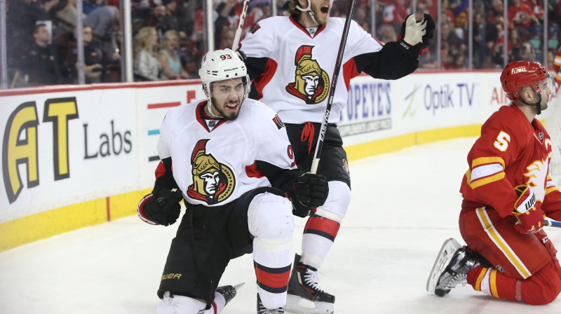 Mika Zibanejads karjeras pirmo <i>hat-trick</i> NHL guva divu minūšu un 38 sekunžu laikā. 
Foto: AFP/Scanpix