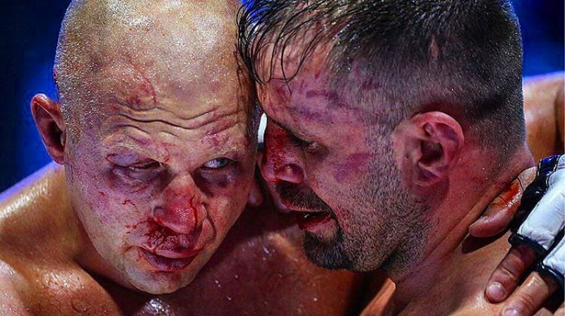 Fjodors Jemeļjaņenko (no kreisās) un Fabio Maldonado pēc cīņās
Foto: FIGHT NIGHTS