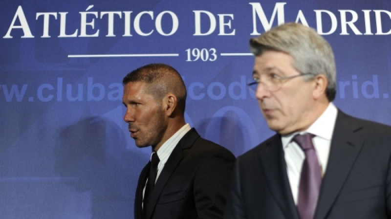 Madrides "Atletico" galvenais treneris Djego Simeone un prezidents Enrike Sereso
Foto: AFP/Scanpix