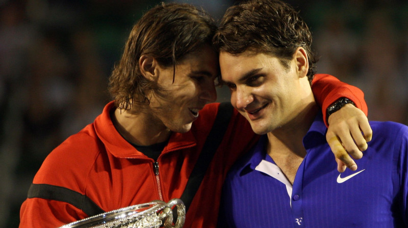 Rafaels Nadals un Rodžers Federers 2009. gada finālā
Foto: AFP/Scanpix