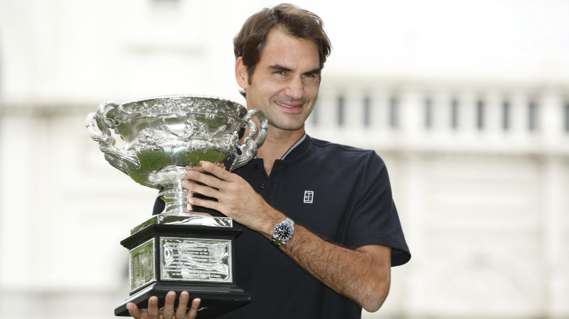 Rodžers Federers janvārī Melburnā ar "Australian Open" trofeju
Foto: USA Today Spors/Scanpix