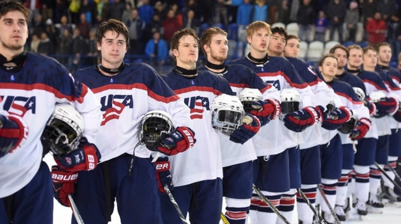 ASV U-18 hokeja izlase - desmitkārtējie pasaules čempioni
Foto: http://u18worlds2017.iihf.com