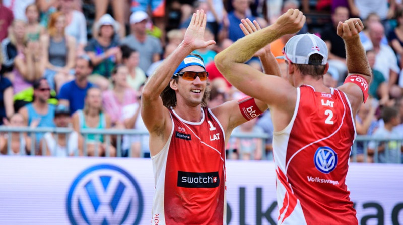 Aleksandrs Samoilovs un Jānis Šmēdiņš
Foto: FIVB