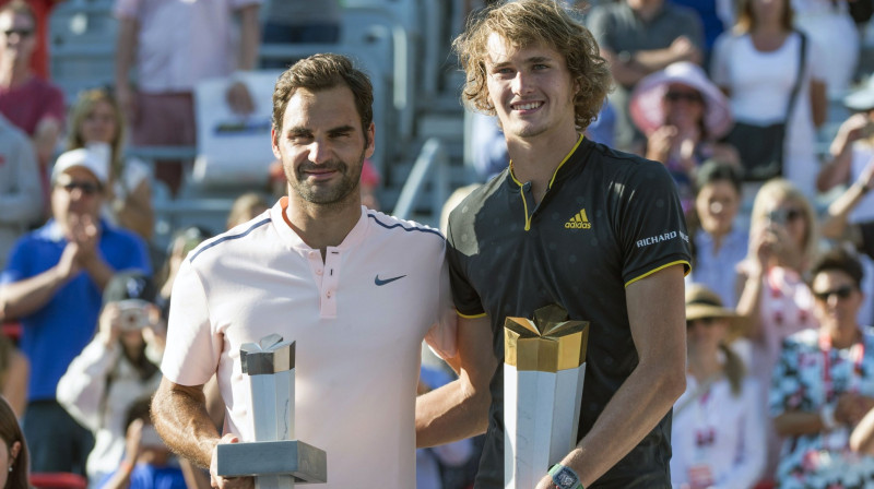 Rodžers Federers un Aleksandrs Zverevs
Foto: AP/Scanpix