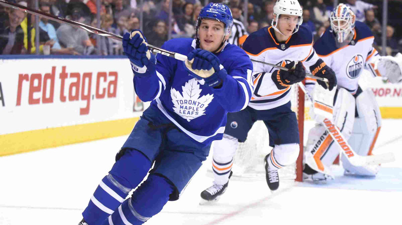 Zaks Haimens - vienīgo vārtu autors mačā starp "Maple Leafs" un "Oilers"
Foto: USA Today Sports/Scanpix