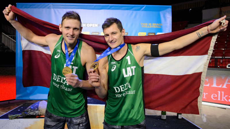 Mārtiņš Pļaviņš un Edgars Točs
Foto: worldtour.2018.fivb.com