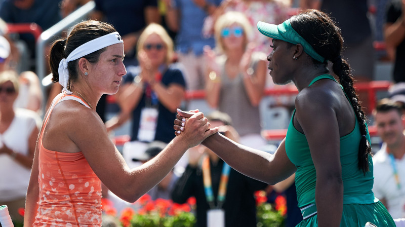 Anastasija Sevastova un Slouna Stīvensa 10. augustā Monreālā
Foto: EPA/Scanpix