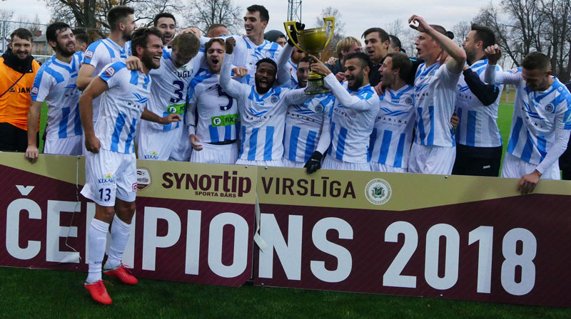 Latvijas Virslīgas 2018. gada čempionvienība - "Riga" FC. Foto: Romāns Kokšarovs/f64