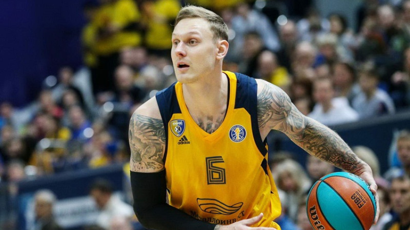 Jānis Timma: 12 punkti Eirolīgas mājas spēlē pret CSKA. Foto: Himki