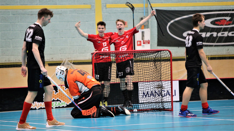 Lielvārdes florbolistiem kārtējais vārtu guvums. Foto: Ritvars Raits, floorball.lv