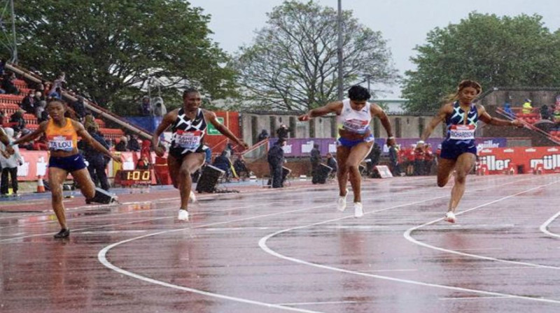 100m finišs sievietēm. Foto: Worldathletics.