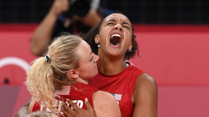 ASV sieviešu volejbola izlases prieki. Foto: AFP/Scanpix