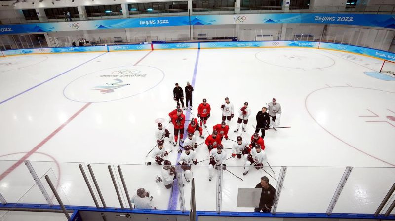 Latvijas hokeja izlase. Foto: LOK/Edijs Pālens/LHF