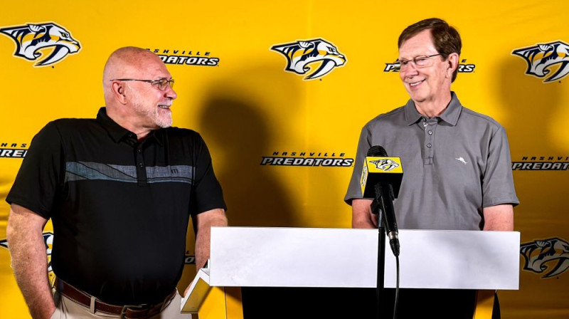 Berijs Trocs un Deivids Poils. Foto: Nashville Predators