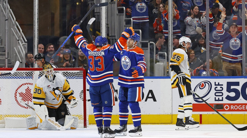 Mirklis pēc Edmontonas "Oilers" vārtu guvuma. Foto: Perry Nelson/USA Today Sports/Scanpix