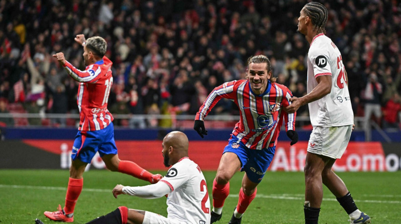 Mirklis pēc Antuāna Grīzmana gūtajiem uzvaras vārtiem spēlē pret "Sevilla". Foto: Javier Soriano/AFP/Scanpix