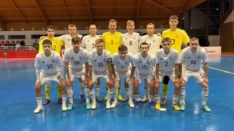 Latvijas telpu futbola valstsvienība Marokā. Foto: LFF