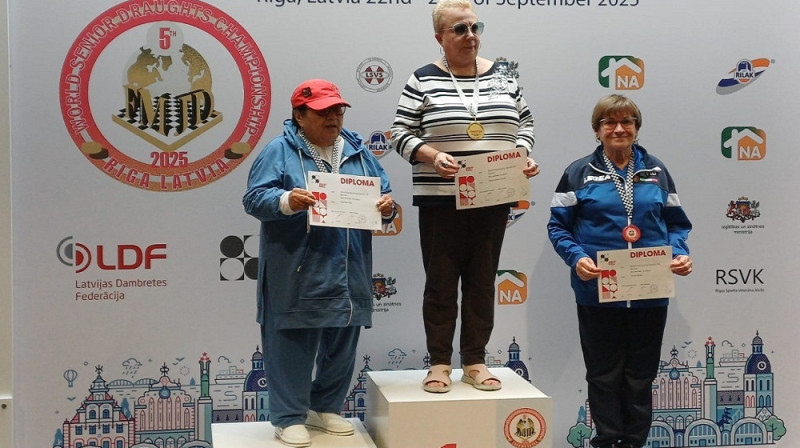 Sudraba medaļas ieguvēja Zoja Uvačana (pirmās no kreisās). Foto: LDF.
