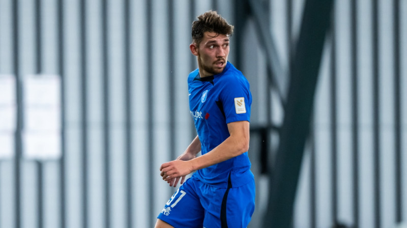 Niks Dusalijevs pārbaudes spēlē RFS kreklā. Foto: Sanita Ieva Sparāne