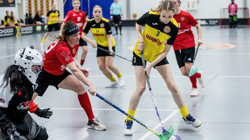 Epizode no "Rubene/KSS" un "Ķekavas Bulldogs" komandu divcīņas, foto: Jānis Lārmanis, Floorball.lv