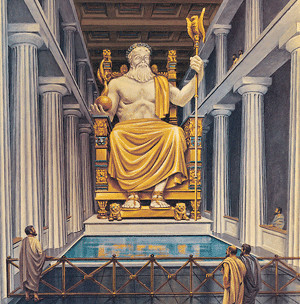 Zeva statuja Olimpijā - viens no 7 pasaules brīnumiem