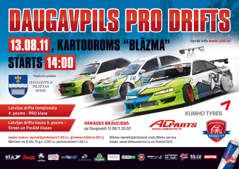 13. augustā Daugavpilī PRO drifta sacensības