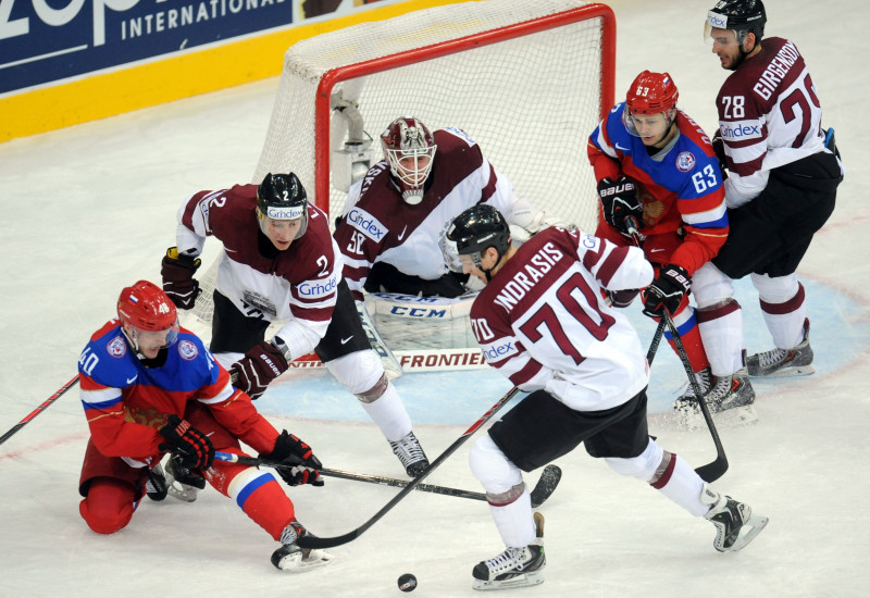 Latvijas izlasei pasaules čempionātā neveiksme pret Krievijas hokejistiem