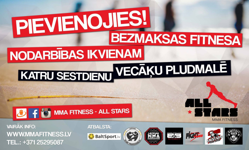 Sporta klubs MMAFitness - All Stars organizē bezmaksas Funkcionālā Fitnesa nodarbības Vecāķu pludmalē
