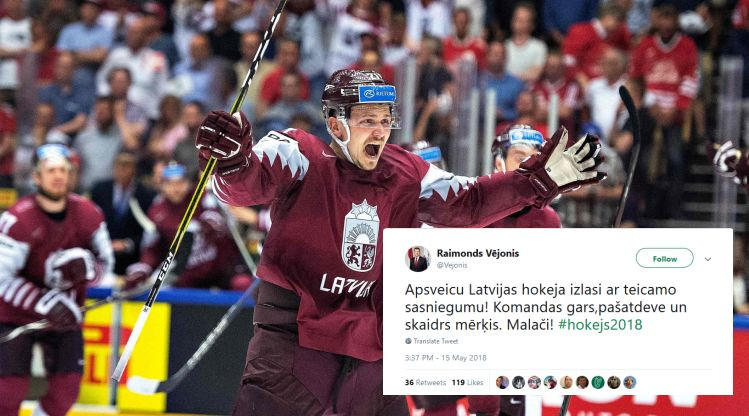 PČ "Twitter" čalas: apsveikumu jūra Latvijas izlasei un Hārtlijam