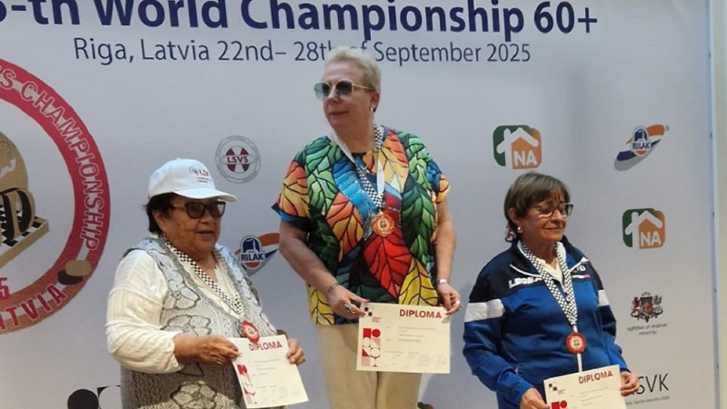 Uvačana nodoršina Latvijai sudrabu pasaules čempionātā dambretē rapidā veterāniem